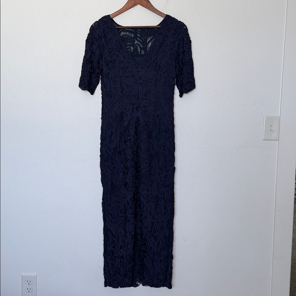JS Collections Zaria Soutache Lace Sheath Midi Dress Navy Size 6 NWT - Picture 7 of 7